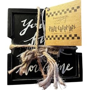 Primitives By‎ Kathy More Wine Coaster Set of 4 Box Sign Phil Chapman